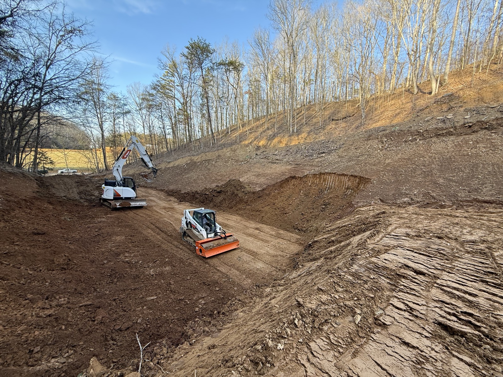 Heavy excavation cut into a hillside